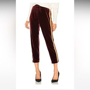 MOTHER Velvet Lounger Ankle Pants red Glitter Side Stripe Women's Medium Sparkle